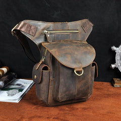 Leather Drop Leg Bag Belt Pouch Mens Waist Bag Shoulder Bag for Men