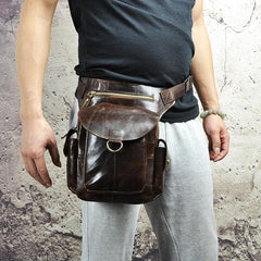 Leather Drop Leg Bag Belt Pouch Mens Waist Bag Shoulder Bag for Men