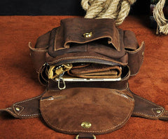 Leather Drop Leg Bag Belt Pouch Mens Waist Bag Shoulder Bag for Men