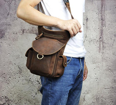 Leather Drop Leg Bag Belt Pouch Mens Waist Bag Shoulder Bag for Men