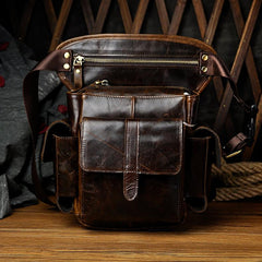 Leather Drop Leg Bag Belt Pouch Mens Waist Bag Shoulder Bag for Men - imessengerbags