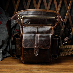 Leather Drop Leg Bag Belt Pouch Mens Waist Bag Shoulder Bag for Men