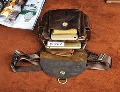 Leather Drop Leg Bag Belt Pouch Mens Waist Bag Shoulder Bag for Men