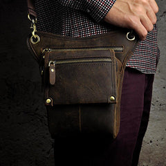 Leather Drop Leg Bag Belt Pouch Mens Waist Bag Shoulder Bag for Men