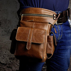 Leather Drop Leg Bag Belt Pouch Mens Waist Bag Shoulder Bag for Men