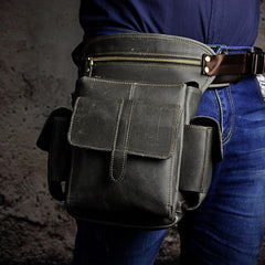 Leather Drop Leg Bag Belt Pouch Mens Waist Bag Shoulder Bag for Men