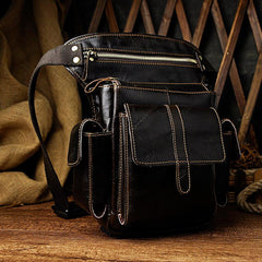 Leather Drop Leg Bag Belt Pouch Mens Waist Bag Shoulder Bag for Men - imessengerbags