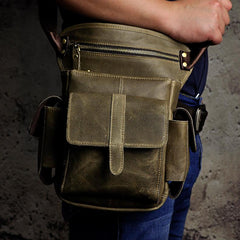 Leather Drop Leg Bag Belt Pouch Mens Waist Bag Shoulder Bag for Men - imessengerbags