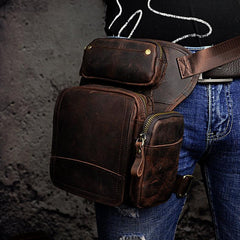 Leather Drop Leg Bag Belt Pouch Mens Waist Bag Shoulder Bag for Men - imessengerbags