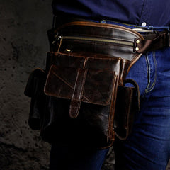 Leather Drop Leg Bag Belt Pouch Mens Waist Bag Shoulder Bag for Men - imessengerbags