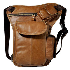 Leather Drop Leg Bag Belt Pouch Mens Waist Bag Shoulder Bag for Men - imessengerbags
