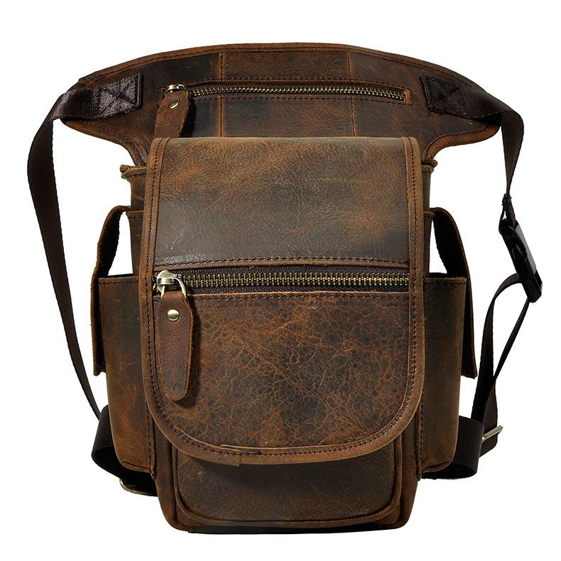 Leather Drop Leg Bag Belt Pouch Mens Waist Bag Shoulder Bag for Men