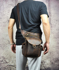 Leather Drop Leg Bag Belt Pouch Mens Waist Bag Shoulder Bag for Men