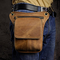 Leather Drop Leg Bag Belt Pouch Mens Waist Bag Shoulder Bag for Men