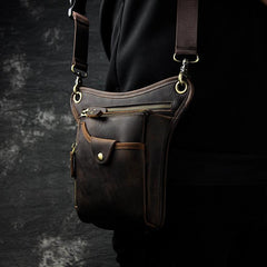 Leather Drop Leg Bag Belt Pouch Mens Waist Bag Shoulder Bag for Men