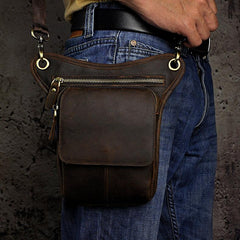 Leather Drop Leg Bag Belt Pouch Mens Waist Bag Shoulder Bag for Men