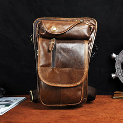 Leather Drop Leg Bag Belt Pouch Mens Waist Bag Shoulder Bag for Men