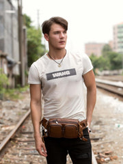 Leather Fanny Pack Mens Waist Bag Hip Pack Belt Bag Bumbag for Men - imessengerbags