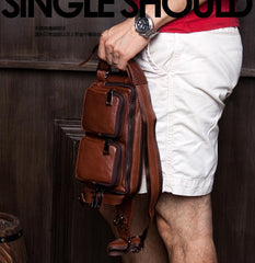 Leather Fanny Pack Mens Waist Bag Hip Pack Belt Bag Bumbag for Men - imessengerbags