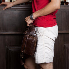 Leather Fanny Pack Mens Waist Bag Hip Pack Belt Bag Bumbag for Men - imessengerbags