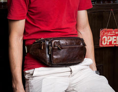 Leather Fanny Pack Mens Waist Bag Hip Pack Belt Bag Bumbag for Men - imessengerbags
