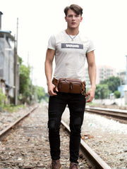Leather Fanny Pack Mens Waist Bag Hip Pack Belt Bag Bumbag for Men - imessengerbags