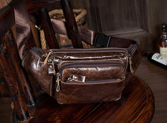 Leather Fanny Pack Mens Waist Bag Hip Pack Belt Bag Bumbag for Men - imessengerbags