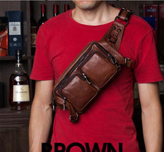 Leather Fanny Pack Mens Waist Bag Hip Pack Belt Bag Bumbag for Men - imessengerbags