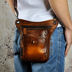 Leather Leg Bag Belt Pouch Mens Waist Bag Shoulder Bag for Men