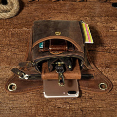 Leather Leg Bag Belt Pouch Mens Waist Bag Shoulder Bag for Men