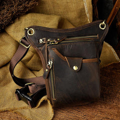 Leather Leg Bag Belt Pouch Mens Waist Bag Shoulder Bag for Men