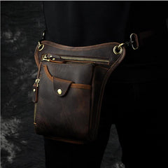 Leather Leg Bag Belt Pouch Mens Waist Bag Shoulder Bag for Men