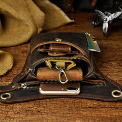 Leather Leg Bag Belt Pouch Mens Waist Bag Shoulder Bag for Men