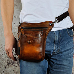 Leather Leg Bag Belt Pouch Mens Waist Bag Shoulder Bag for Men