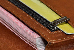 Cool Mens Leather Long Wallet for Men Long Trifold Brown Wallets