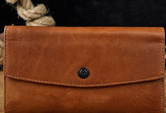 Cool Mens Leather Long Wallet for Men Long Trifold Brown Wallets