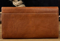 Cool Mens Leather Long Wallet for Men Long Trifold Brown Wallets