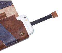 Cool Leather Long Wallet for Men Vintage Bifold Wallets Passport Travel Wallets - imessengerbags
