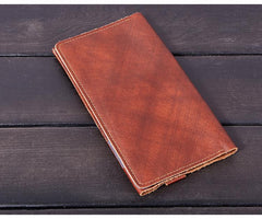 Cool Leather Long Wallet for Men Vintage Bifold Wallets Passport Travel Wallets - imessengerbags