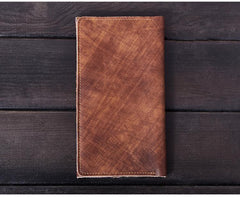 Cool Leather Long Wallet for Men Vintage Bifold Wallets Passport Travel Wallets - imessengerbags