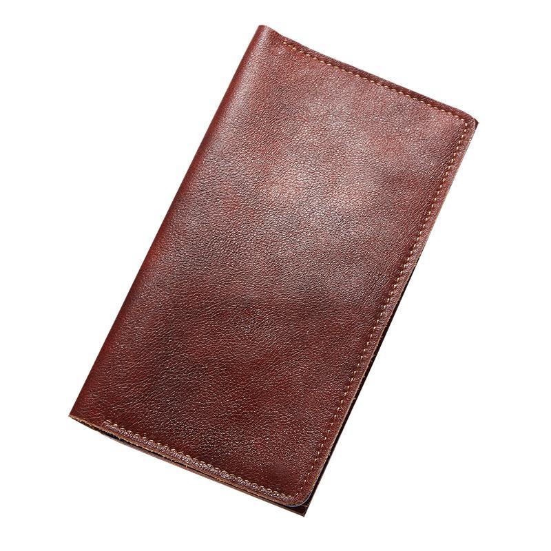 Cool Leather Long Wallet for Men Vintage Bifold Wallets Passport Travel Wallets - imessengerbags
