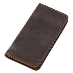 Cool Leather Long Wallet for Men Vintage Bifold Wallet with Multi Cards
