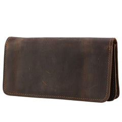 Cool Leather Long Wallet for Men Vintage Bifold Wallet with Multi Cards