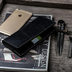 Leather Long Wallets for Men Travel Wallet Passport Bifold Wallet for Men - imessengerbags