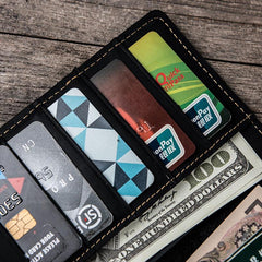 Leather Long Wallets for Men Travel Wallet Passport Bifold Wallet for Men - imessengerbags