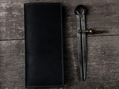 Leather Long Wallets for Men Travel Wallet Passport Bifold Wallet for Men - imessengerbags