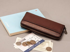Leather Long Wallets for Men Zipper Long Wallet - imessengerbags