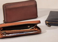 Leather Long Wallets for Men Zipper Long Wallet - imessengerbags