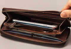 Leather Long Wallets for Men Zipper Long Wallet - imessengerbags