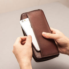 Leather Long Wallets for Men Zipper Long Wallet - imessengerbags